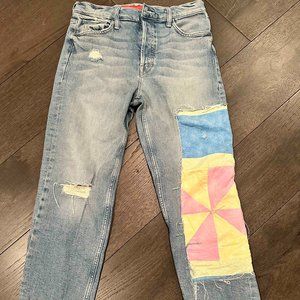 Mother Jeans, Carolyn Murphy Homegrown Collection Patchwork Jeans, Size 27, NWOT